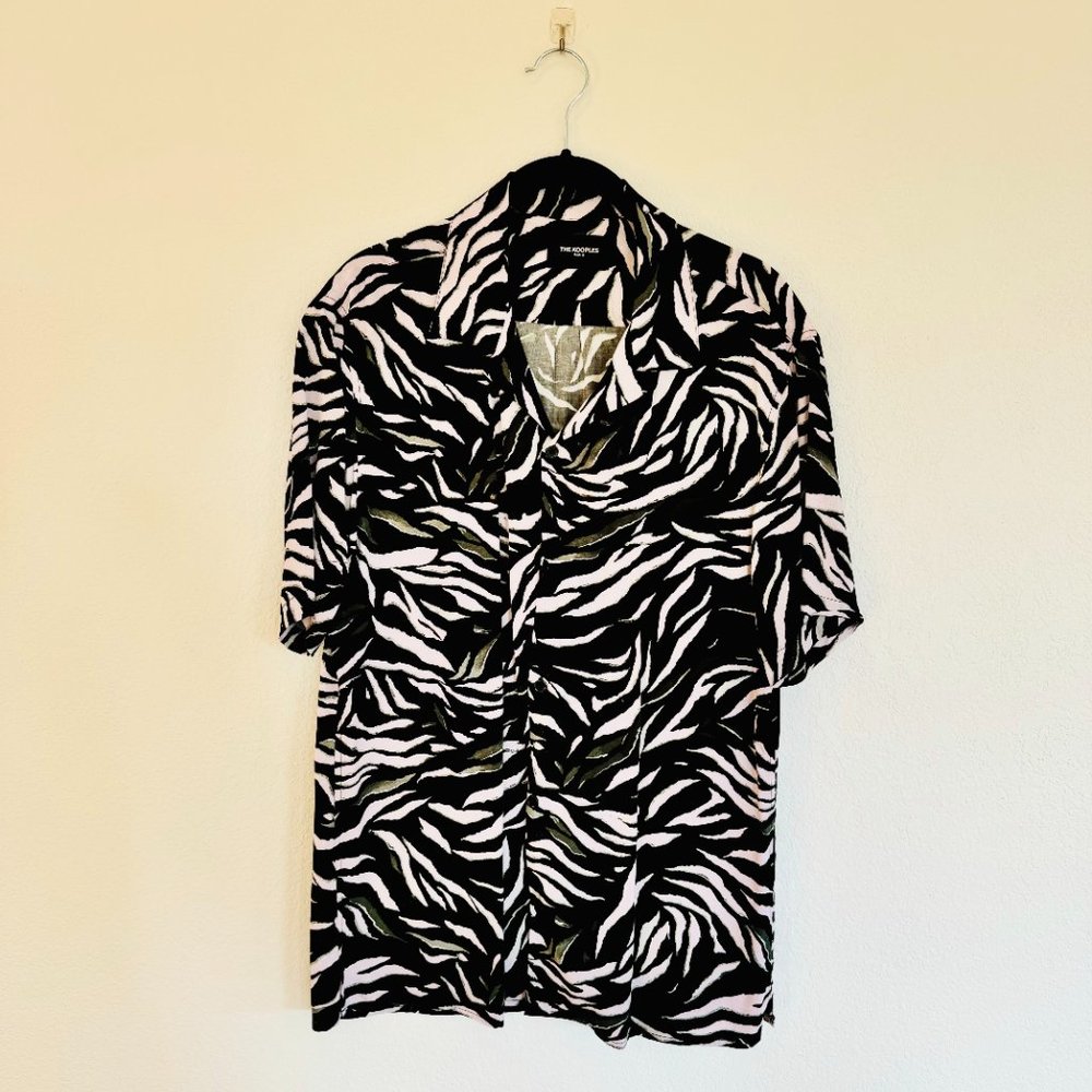 The Kooples Men's Light Pink & Black Zebra Button Down Shirt